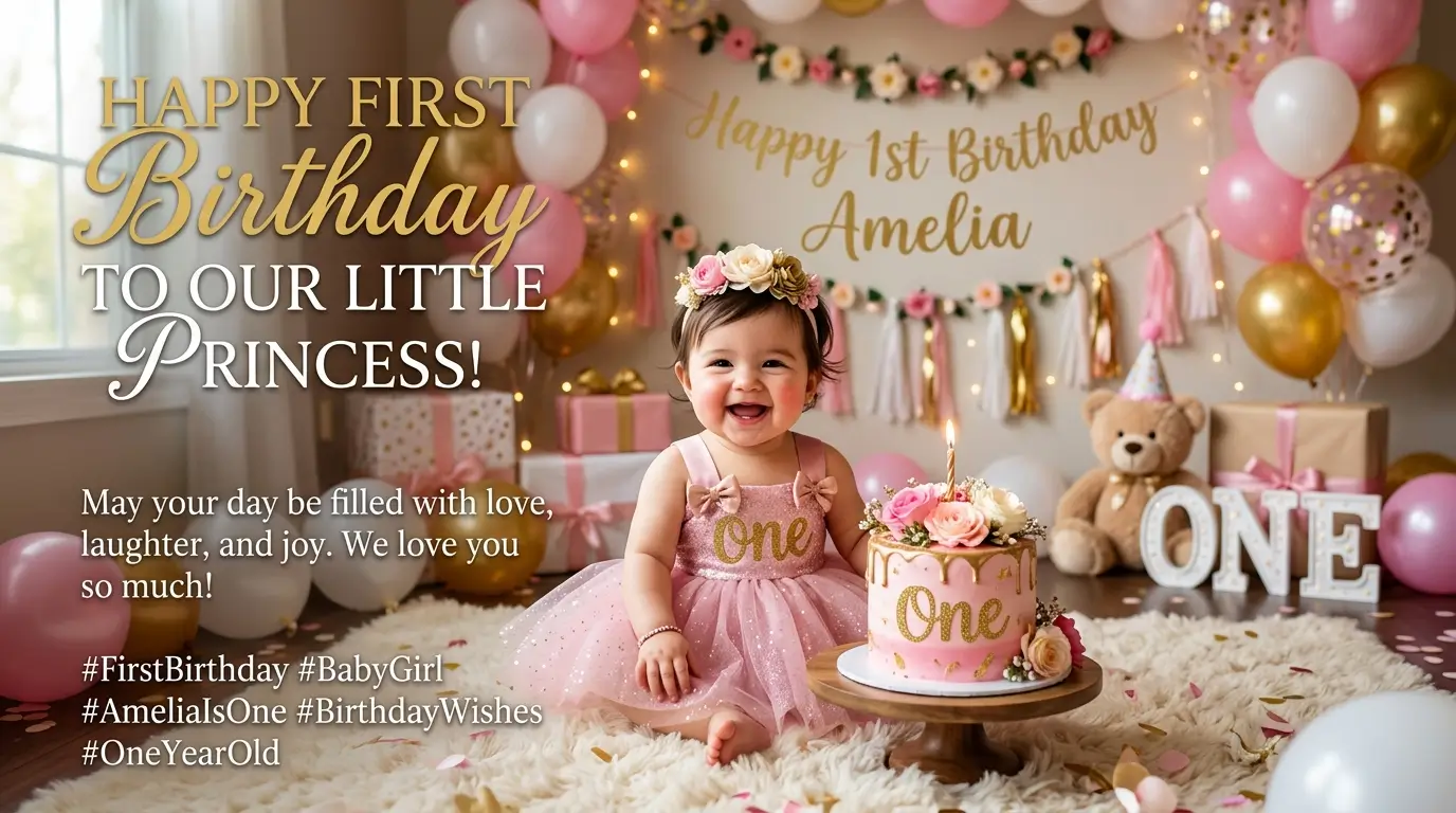 First Birthday Wishes for Baby Girl