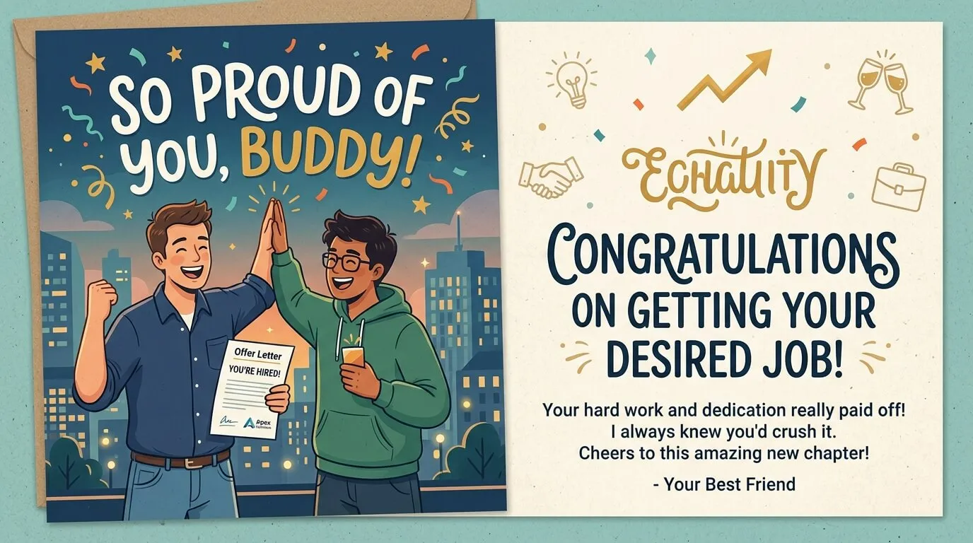 Heartfelt Wishes for Best Friend on Getting His Desired Job 