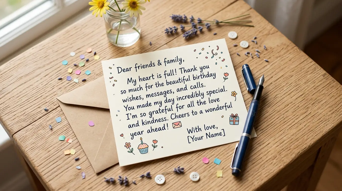 💌 Thank You Note for Birthday Wishes