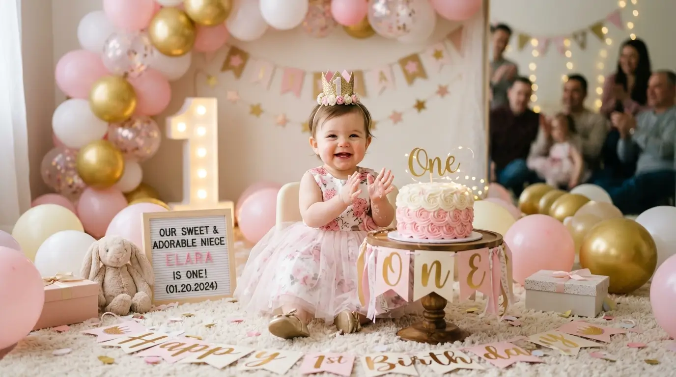 1st Birthday Wishes for Baby Girl Niece