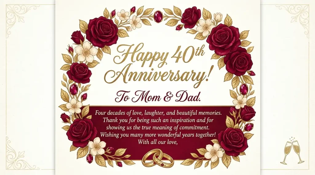 40th Anniversary Wishes for Parents