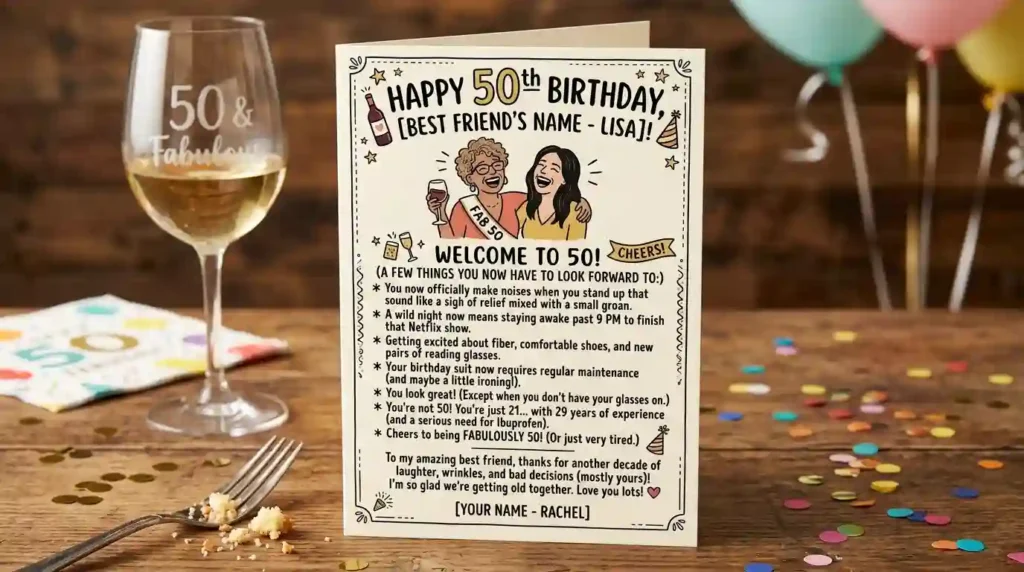 Funny 50th Birthday Wishes for Best Friends