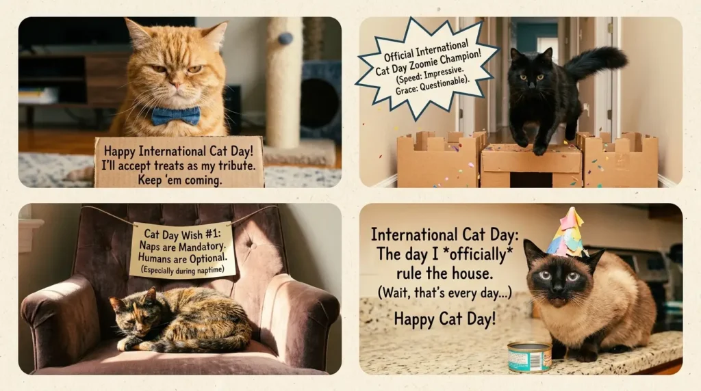 Funny International Cat Day Wishes