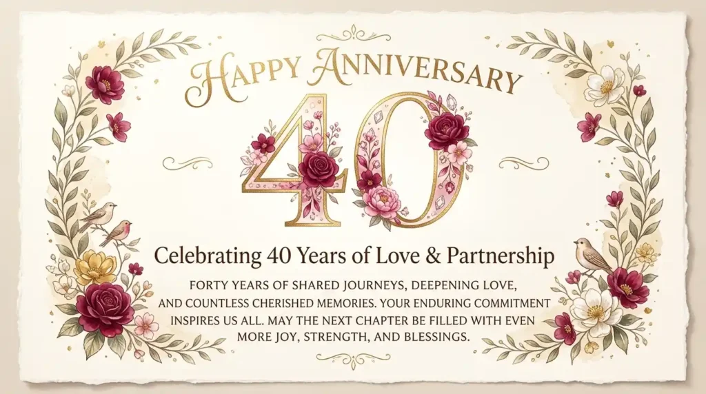 Inspirational Happy 40th Anniversary Wishes