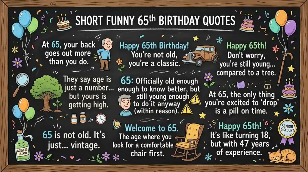 Short Funny 65th Birthday Quotes