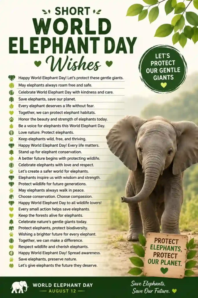 Short World Elephant Day Wishes